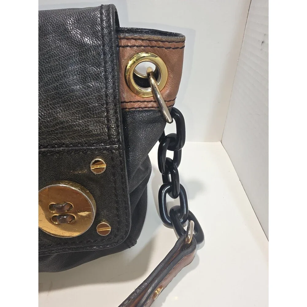 Milly Black Chain Purse with Gold Button Clasps